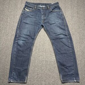 Diesel‎ Jeans Mens 34x27 Blue Bravefort Custom Carrot Distressed Denim 0088Z *